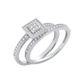 Silver Bridal Set Round CZ Half Et Rings