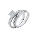 Silver Bridal Set Square Top CZ Half Et Rings 4.9g