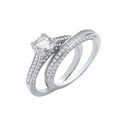 Silver Bridal Set Sterling Silver & Shoulder CZ Half Et Rings 6g