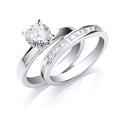 Silver Bridal Solitaire & P/c CZ Set Rings