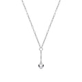 Silver Chain Paper Clip Link With Heart Drop Pendant