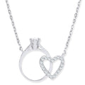 Silver Chain With Little CZ Engagement Ring & Heart