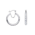 Silver Channel Set CZ Hoop Earrings 5g