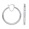 Silver Channel Set CZ Hoop Earrings 7g