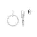 Silver Circle Of Life CZ Drop Earrings
