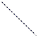 Silver Clear CZ & Blue Sapphire Glass Halo Style Ladies Bracelet
