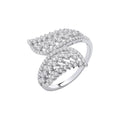Silver Cross Over Leaf Style CZ Rings