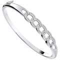 Silver Curb Link Style CZ Bangle