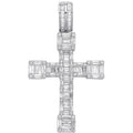 Silver CZ Baguettes Fancy Cross