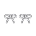 Silver CZ Bow Stud Earrings 1.4g