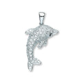 Silver CZ Dolphin Pendant 5.2g