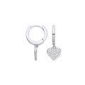 Silver CZ Heart Hinged Huggies