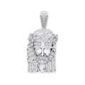 Silver CZ Jesus Pendant