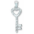 Silver CZ Key Drop Pendant