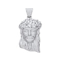 Silver CZ Pendant Jesus With Crown Of Thorns