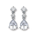 Silver CZ's Small Teardrop Earrings