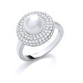 Silver CZ & Simulated Pearl Ring