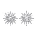 Silver CZ Starburst Stud Earrings