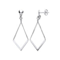 Silver Diamond Shape Chain Drop Earrings