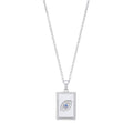 Silver Dog Tag CZ Evil Eye Pendant On Chain