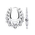 Silver Embossed Hinged Large Oval Creoles