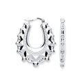 Silver Embossed Hinged Oval Creoles