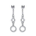 Silver Fancy CZ Circle Drop Earrings