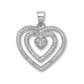 Silver Fancy Heart CZ Pendant