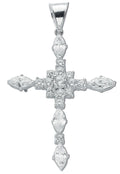 Silver Fancy Marquise Cut CZ Cross