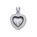 Silver Floating CZ Heart Pendant 2g