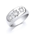 Silver Gents 3 Stone CZ Ring
