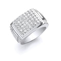Silver Gents Square Top CZ Ring 14g