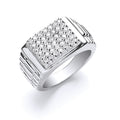 Silver Gents Square Top CZ Ring 9g