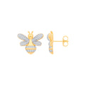 Silver Gold Plated CZ Bumblebee Stud Earrings