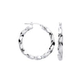 Silver Greek Key Twist Hoop 32mm Earrings