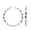Silver Greek Key Twist Hoop 48mm Earrings