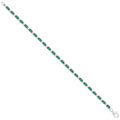 Silver Green & Clear CZ Silver Tennis Ladies Bracelet 07