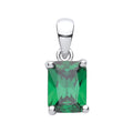 Silver Green CZ Emerald Cut Pendant