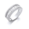 Silver Half Et Baguettes & Round CZ Ring