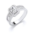Silver Half Et, Emerald Centre CZ Ring