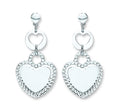 Silver Heart Drop Earrings