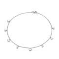Silver Hearts And Round CZ's Ladies Anklet