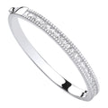 Silver Hinged Princess Cut & Round CZ Bangle