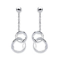 Silver Interlocking Circles Drop Earrings
