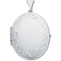 Silver Large Engraved Oval Shaped Family Locket