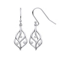 Silver Leaf Earrings With Rubover CZ