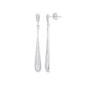 Silver Long Teardrop CZ Earrings