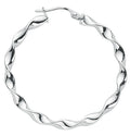 Silver Medium Round Twist Hoop Earrings