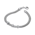 Silver Mesh With CZ's 7"/19cm Bracelet