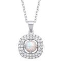 Silver Opal Halo Style Pendant With Chain